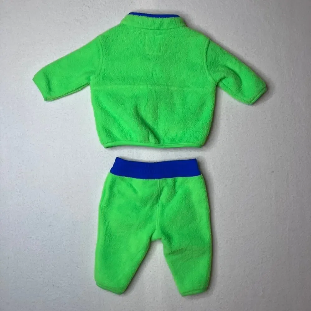 Gap Arctic Fleece Outfit 0-3m Neon Green Sweater Pants Set